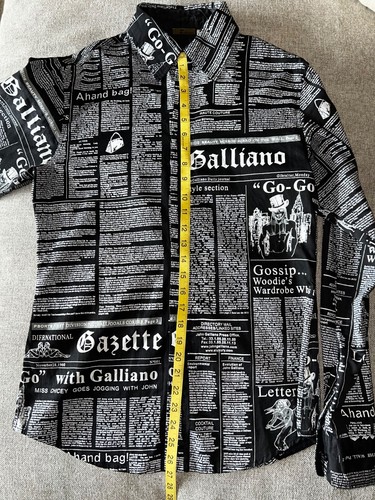 John Galliano Newspaper Print Long-Sleeve Button-Down Shirt SIZE M | RARE - Picture 11 of 14