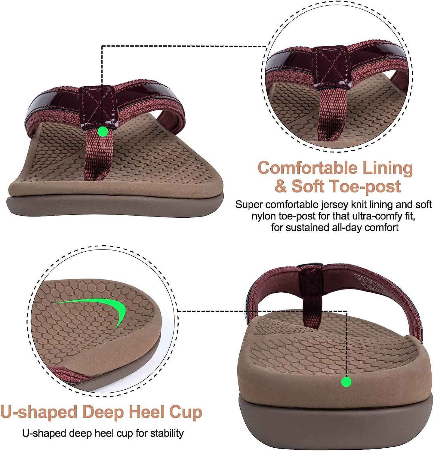 Everhealth Orthotic Flip Flops for Women Arch Support Sandals, 8.5