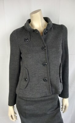 NEWPENNY by MAX MARA Jacke Blazer Grau 50% Wolle Futter Taschen Kragen 36/38