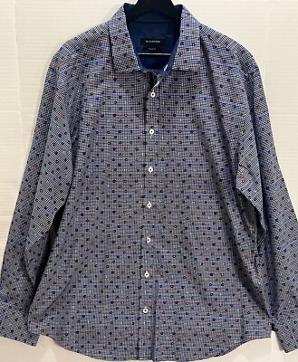 Bugatchi Classic Fit Men s Long Sleeve Shirt Size XL Rare Flower AOP Button Up