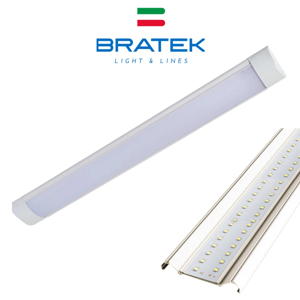 Plafoniera Reglette Neon Led Soffitto 60 120 Luce Fredda Naturale barra piatta - Immagine 3 di 4