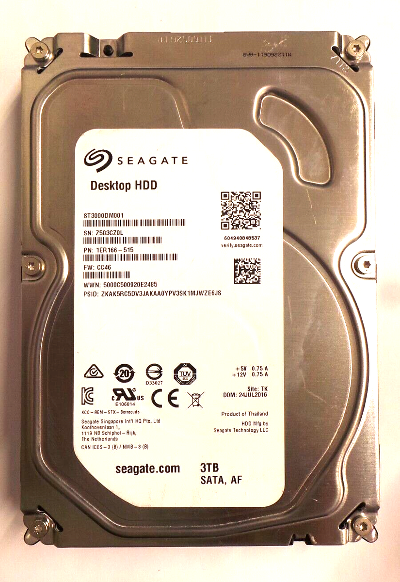 Seagate HDD 3TB Model:ST30000DM001の2セット Seagate Barracuda