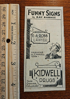 FUNNY SIGNS RAY BARNES E A ROBB LAWYER KIDWELL from 1936 Philadelphia Newspaper
