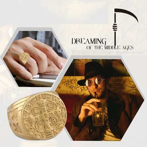 Men Boy St Benedict Exorcism Ring Cross Demon Protection Ghost Hunter Band Gift - Picture 5 of 15