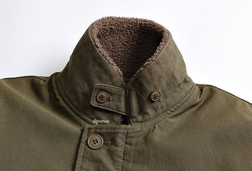 Vintage Navy N-1 Deck Jacket Men's Cotton Short Jacket Coats Fleece Parka - Picture 9 of 44