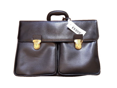 Vintage Unused GIANFRANCO FERRE Briefcase Business Bag Leather Black  Japan