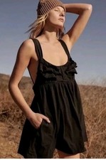 New Free People/ FP Beach Valley Mini Dress Black Ruffle X-Small 