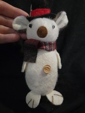 Christmas Mouse With Hat Scarf Fabric Plush Tree Ornament Decoration 5.25  