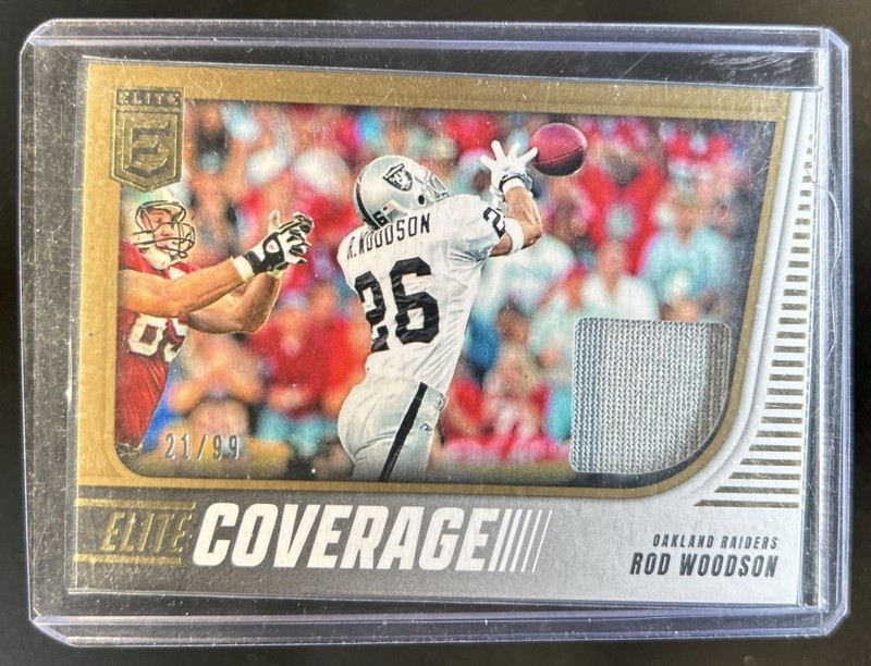 2025 Panini Donruss Elite Rod Woodson Coverage Prime #/99 Raiders