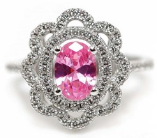 3CT Treated Pink Sapphire  Topaz 925 Sterling Silver Ring Jewelry Sz 6