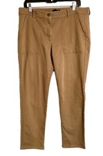 Eileen Fisher Organic Cotton Cozy Stretch Slim Pants Sz 12 Dark Clay Minimalist