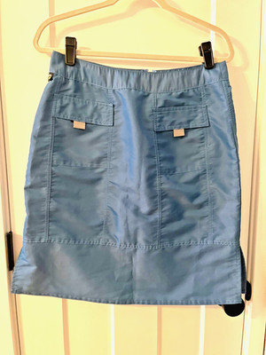 Kik Girl Nylon Skirt Vintage Skater Skateboard Rave Made in USA Blue Pockets LG