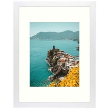 12x16 Picture Frame White Composite Wood 8.5x11 Mat Poster Diamond Painting