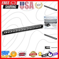 24-Port Blank Keystone 1U Patch Panel, 1U 19" Metal Rackmount Housing, Recomm...