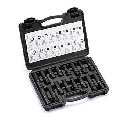  16-Piece Locking Lug Nut Master Key Set of Spline Star and Hex Style 16PCS