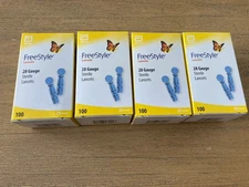 Lot of 4 - Freestyle 28 Gauge Sterile Lancets Box of 100 Count 400 Total Lancet