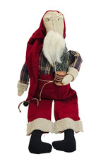 23 Inch Primitive Cloth Father Christmas Santa Doll Plaid Jacket Spool