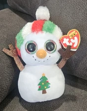 6" NWT TY Beanie Boos Boo Misty the Snowman 2022 Christmas Big Eyes Gift Tree