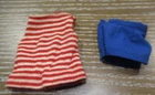 Vintage Barbie Red Striped Knit PAK T-shirt Top & Royal Blue Shorts Set