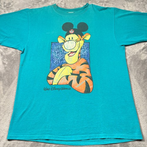 Vintage 1928 Mickey Inc. T-Shirt Mens XL Teal Blue Tigger Walt Disney World Rear