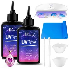 UV Resin Kit 200g with UV Light, Hard Type UV Resin Kit, Upgraded Formula  C...
