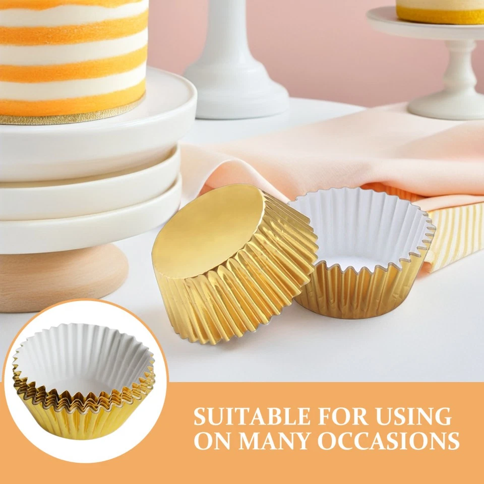  100 pz Alluminio Tazze di alluminio ispessito Cupcake Fodere Mini muffin per - Immagine 4 di 4