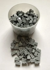 Lego 210 New Light Bluish Gray Bricks Modified 1 x 2 with Masonry Profile Pieces