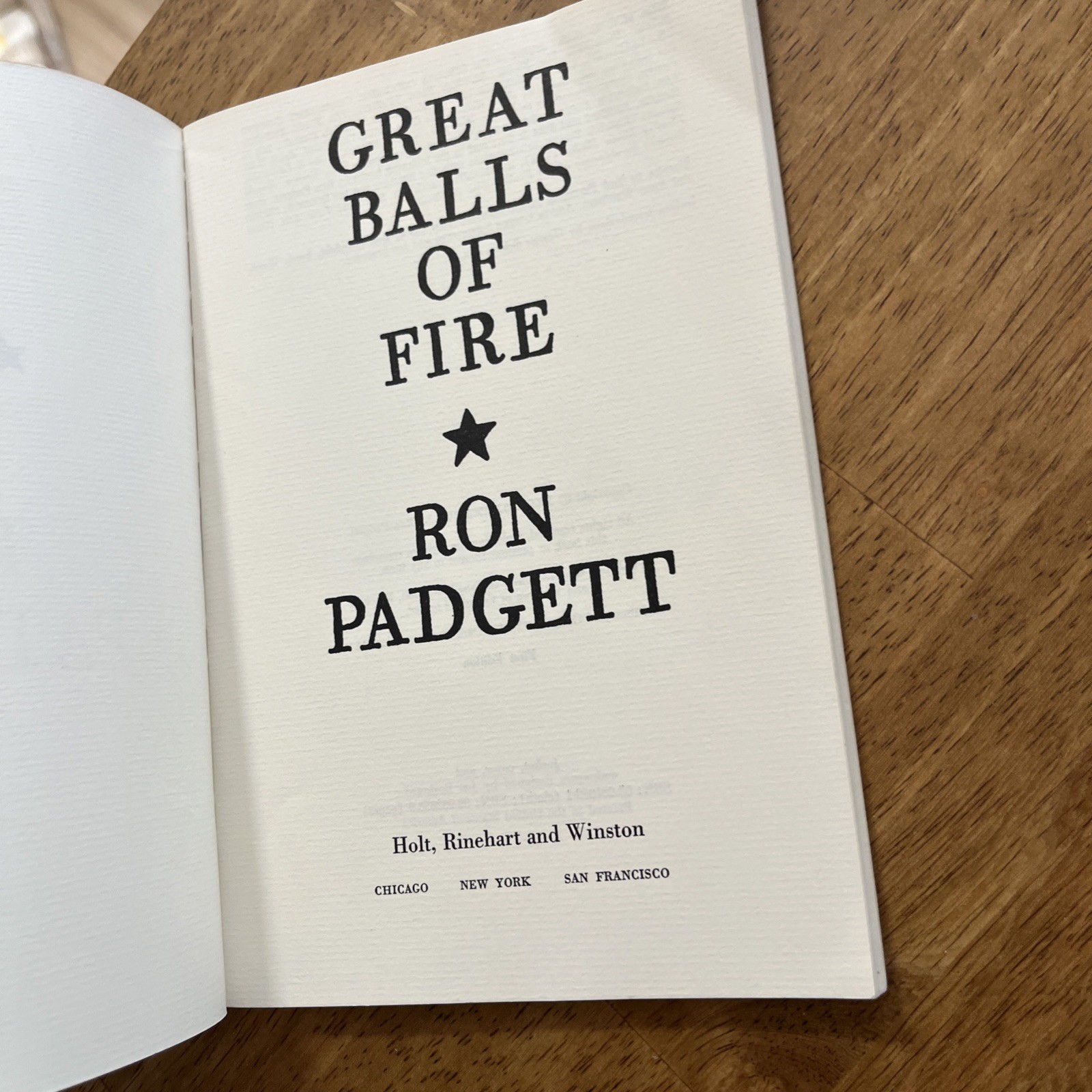 Great Balls Of Fire, Ron Padgett Poems, Stated First Edition First Printing 1969