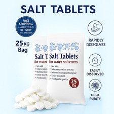 2x 25kg Salt Tablets Water Softener Food Grade Compatible to All Water Softener