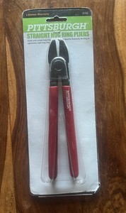 Pittsburgh Straight Hog Ring Pliers with Red Comfort Grips #3102