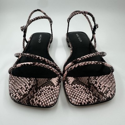 Marc Fisher Women's Mikal Flat Sandal Pink Black Size 8.5M