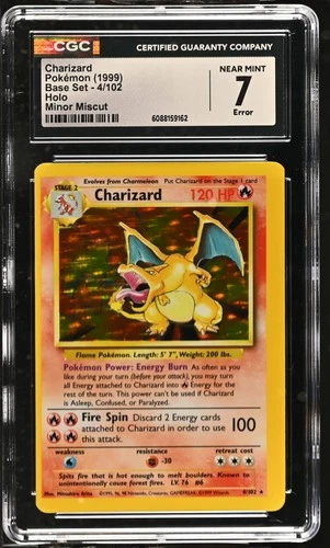 CGC 7 Charizard 1999 Base Set 4/102 Holo Minor Miscut OC ERROR Pokemon Card