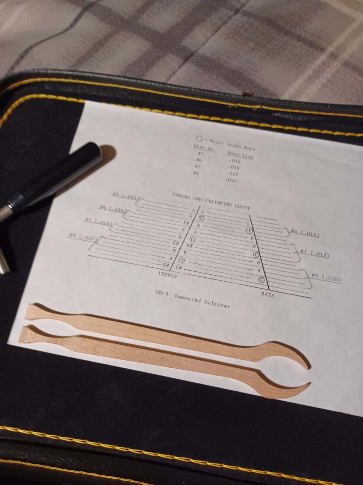 Folkcraft Hammered Dulcimer Miniature W/hammers & Tuning Wrench & Case