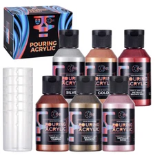 OPHIR Acrylic Pouring Paint Kit Water-Based Pre-Mixed Fluid Artwork 100ML/Bottle