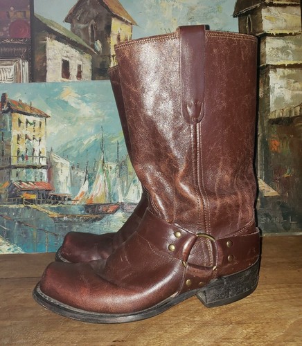 leather biker boots brown