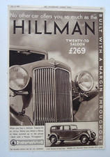 Original Large Advert Hillman 20-70 Saloon Motor Built With A Margin....... 1934