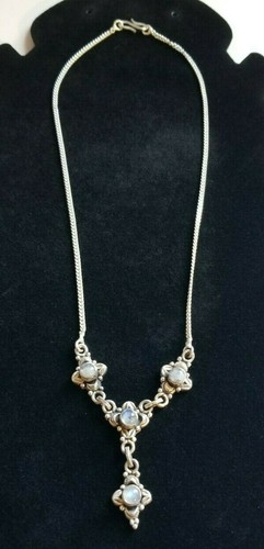 Collier femme en argent sterling 0,925 avec pierres précieuses 11 grammes 16" de long - Photo 1/5