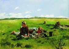 high quality oil painting handpainted on canvas "boys in the fields "