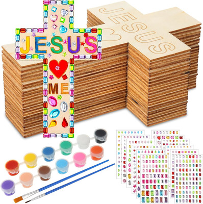 Easter DIY Wood Cross Crafts for Kids Easter Religious Craft Kit Sunday School V