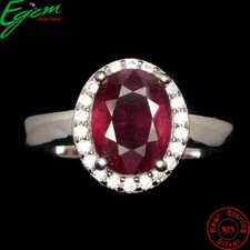 925 Sterling Silver Ring Oval Ruby 9x7mm Natural Gemstone Jewelry Size 7