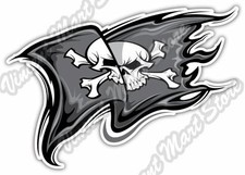 Pirate Flag Skull Jolly Roger Boat Corsair Car Bumper Vinyl Sticker Decal 5"X4"