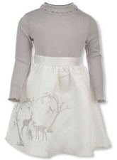 Sweet Heart Rose Kid Girls' Glitter Deer Turtleneck Dress Silver White Size 2-6X