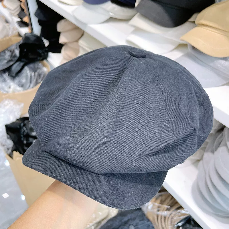 Vintage men's cotton beret hotsell cap casual newsboy hats