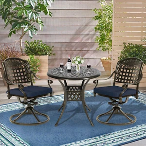 3-Piece Outdoor Patio Dining Set Furniture Bistro Table and Chairs Set for Pool
