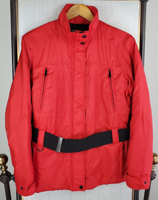 LRL RALPH LAUREN ACTIVE Size Large Womens Red Belted Insulated Ski Jacket Coat