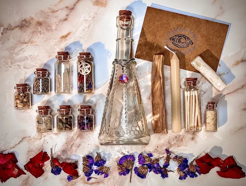 THE GALAXY MOON WATER KIT, Wicca Kit, Moon Water Bottle, Metaphysical Supplies