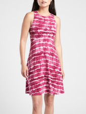 ATHLETA WOMEN'S PURPLE WHITE TIE-DYE SLEEVELESS SANTORINI THERA DRESS Sz M