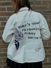Hand Painted Unique Scream Denim Jacket! Size 10 Womens