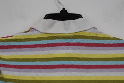 Lacoste Kid Girls Multicolor Stripe Short Sleeve Cotton Casual Polo Shirt 17 1/2 - Picture 7 of 10
