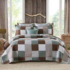 Y-PLWOMEN Plaid Quilt King Size - 100 Cotton Farmhouse King Size Quilt with ...